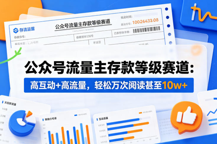 公众号流量主之存款等级赛道，高互动+高流量，轻松达到万次阅读，甚至10w+-小行网创