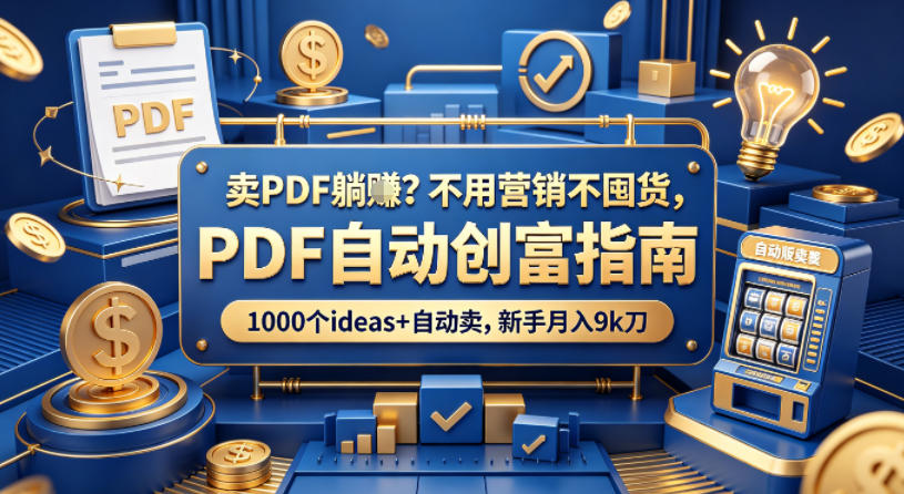 卖PDF躺賺？不用营销不囤货，PDF自动创富指南，1000个ideas+自动卖，新手月入9k刀【原创双语字幕】-小行网创