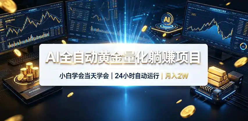 AI全自动黄金量化躺賺项目，24小时自动运行，月入2W！-小行网创
