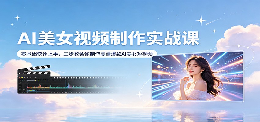 AI美女视频制作实战课：零基础快速上手，三步教会你制作高清爆款AI美女短视频-小行网创