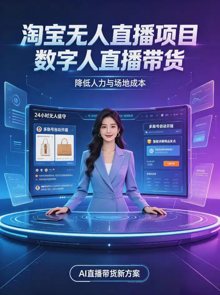 淘宝AI无人直播带货,24小时自动开播低门槛副业,无需真人长时间出镜,持续引流出单【揭秘】-小行网创