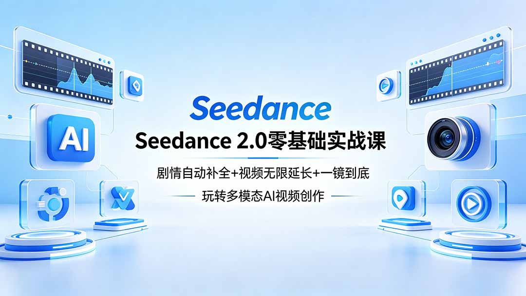 Seedance 2.0零基础实战课：剧情自动补全+视频无限延长+一镜到底：玩转多模态AI视频创作-小行网创