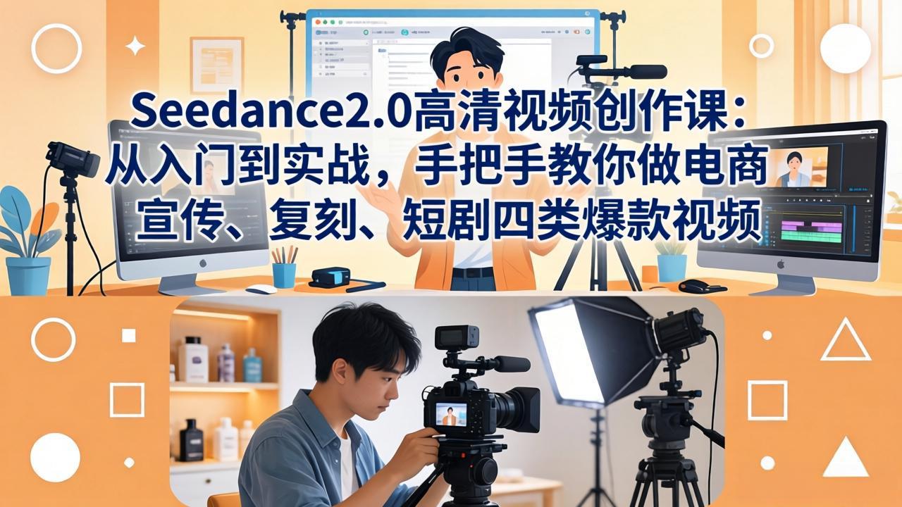 Seedance2.0高清视频创作课：从入门到实战，手把手教你做电商、宣传、复刻、短剧四类爆款视频-小行网创