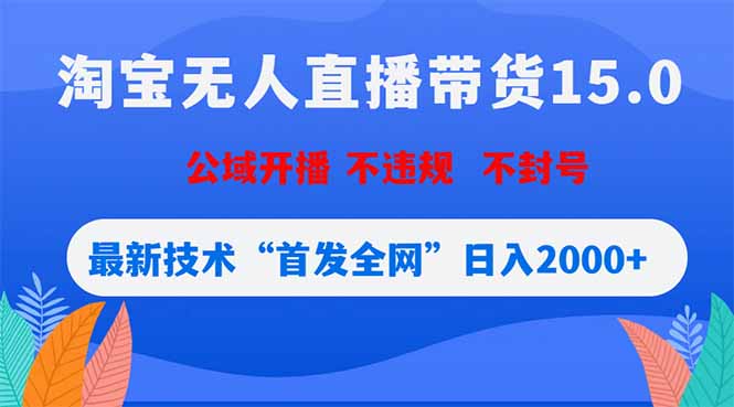 淘宝无人直播带货15.0,不封号,不违规,公域玩法,首发全网日入2000+-小行网创