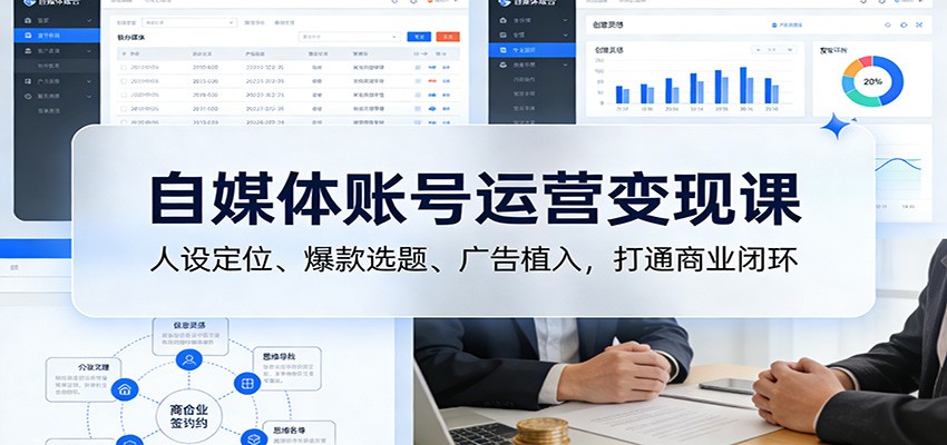 自媒体账号运营变现课：人设定位、爆款选题、广告植入，打通商业闭环-小行网创
