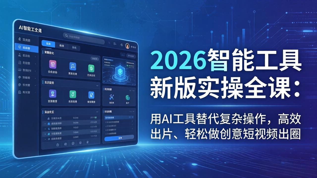 2026智能工具新版实操全课：用AI工具替代复杂操作，高效出片、轻松做创意短视频出圈-小行网创