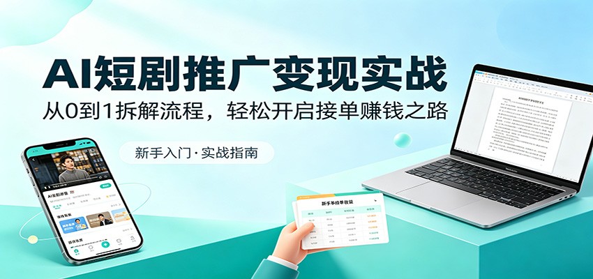 AI短剧推广变现实战：从0到1拆解流程，轻松开启接单赚钱之路-小行网创