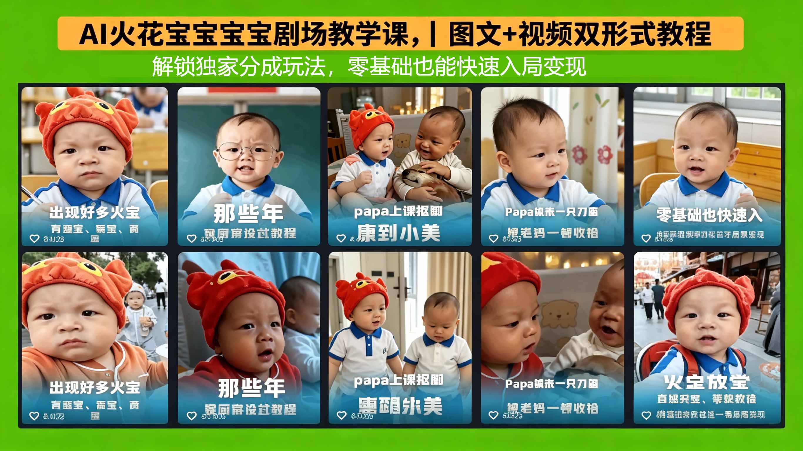 AI火花宝宝宝宝剧场教学课，图文+视频双形式教程，解锁独家分成玩法，零基础也能快速入局变现-小行网创