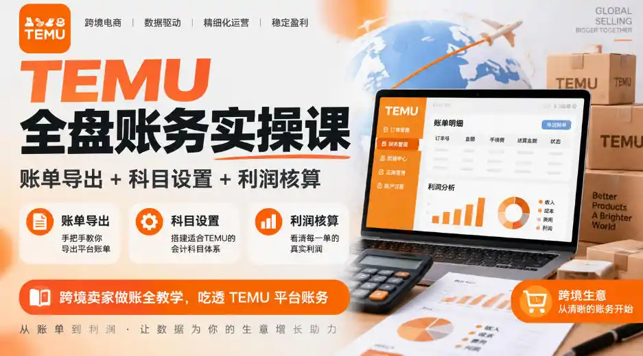 TEMU全盘账务实操课|账单导出+科目设置+利润核算,跨境卖家做账全教学,吃透TEMU平台账务-小行网创