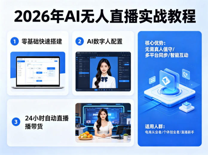 2026年AI无人直播实战教程，零基础也能快速搭建AI数字人无人直播间，实现24小时自动直播带货-小行网创