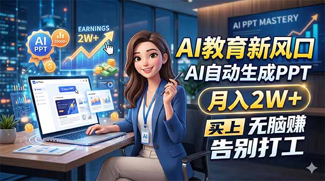 AI教育新风口，AI自动生成PPT，月入2W+，无脑赚，告别打工-小行网创