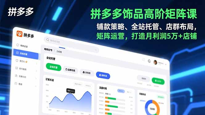 拼多多饰品高阶矩阵课，铺款策略、全站托管、店群布局，矩阵运营，打造月利润5万+店铺-小行网创