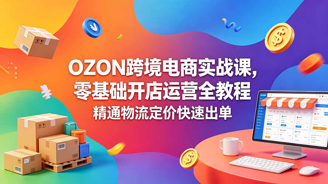 OZON 跨境电商实战课，零基础开店运营全教程，精通物流定价快速出单-小行网创