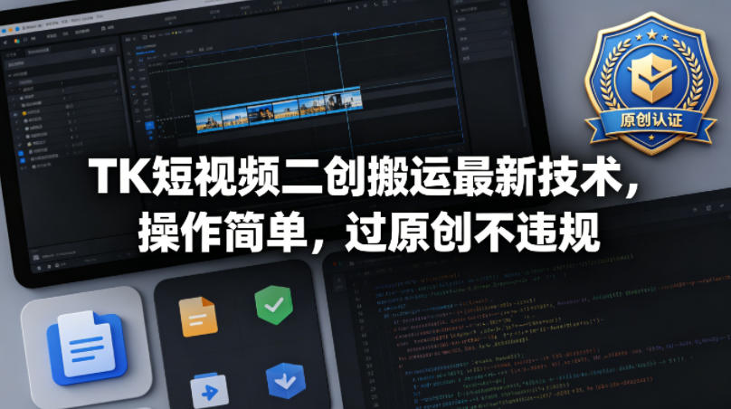 TK短视频二创搬运最新技术，操作简单，过原创不违规-小行网创