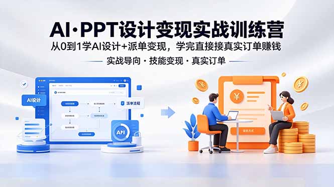 AI·PPT设计变现实战训练营,从0到1学AI设计+派单变现,学完直接接真实订单赚钱-小行网创