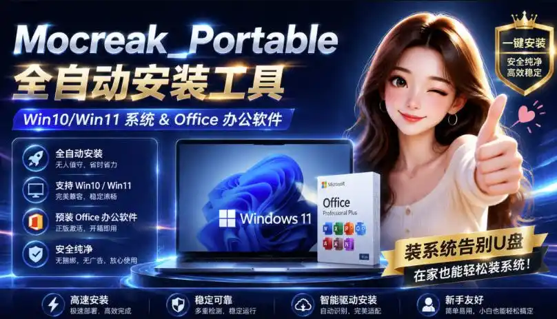 Mocreak全自动安装office和win10、win11系统,告别U盘装系统,使用安全可靠-小行网创