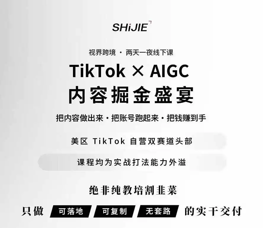 图片[1]-AIGC×TikTok美区短视频带货线下课；两天一夜完整回放，12小时高清视频收录头部操盘手全流程教学-小行网创