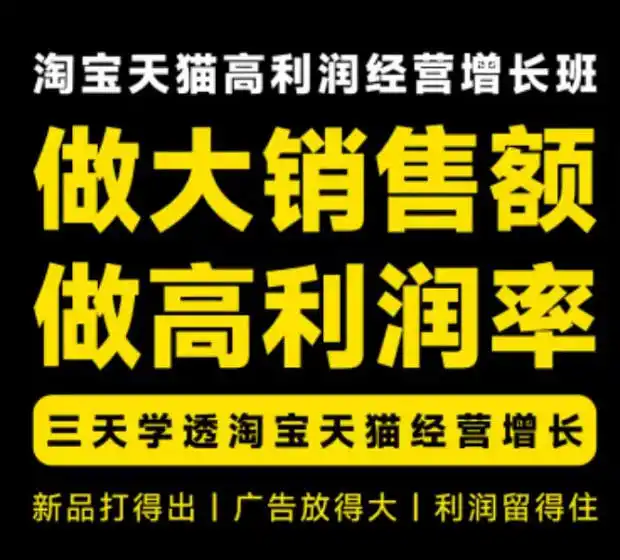 天猫淘宝高利润经营增长班杭州线下课31期8月22-24日，做大销售额做高利润率，三天学透淘宝天猫经营增长-小行网创