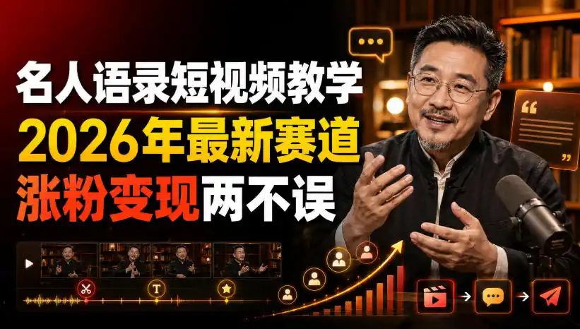 名人语录短视频教学,2026年最新赛道,涨粉变现两不误-小行网创