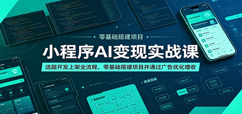 小程序AI变现实战课:选题开发上架全流程,零基础搭建项目并通过广告优化增收-小行网创