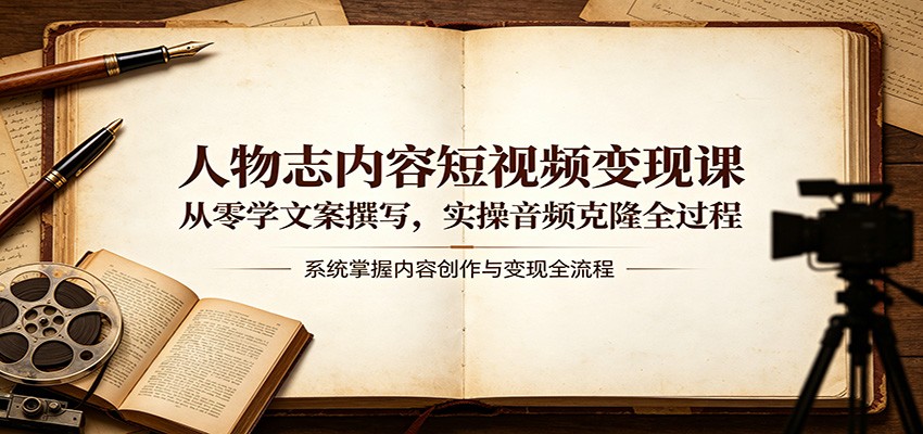 人物志内容短视频变现课：从零学文案撰写，实操音频克隆全过程-小行网创