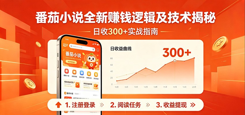 番茄小说全新赚钱逻辑及技术日收300+，小白新书皆可做！无脑赚就行了！-小行网创