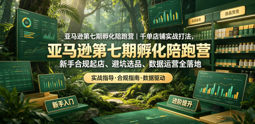 亚马逊第七期孵化陪跑营|千单店铺实战打法,新手合规起店、避坑选品、数据运营全落地-小行网创
