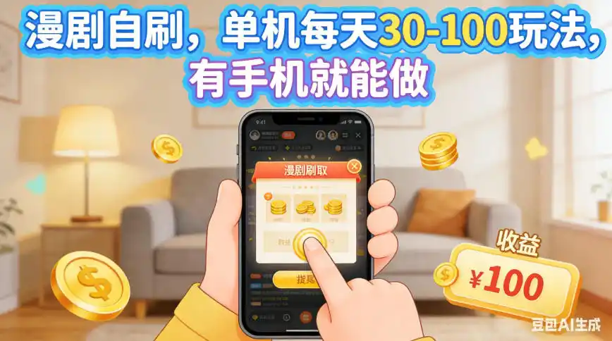 漫剧自刷，单机每天30-100玩法，有手机就能做，可矩阵操作放大收益【揭秘】-小行网创