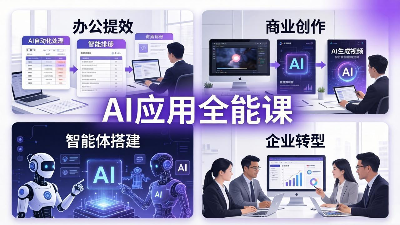 AIGC 应用全能课：办公提效、商业创作、智能体搭建、企业转型，一站式学会AI应用-小行网创