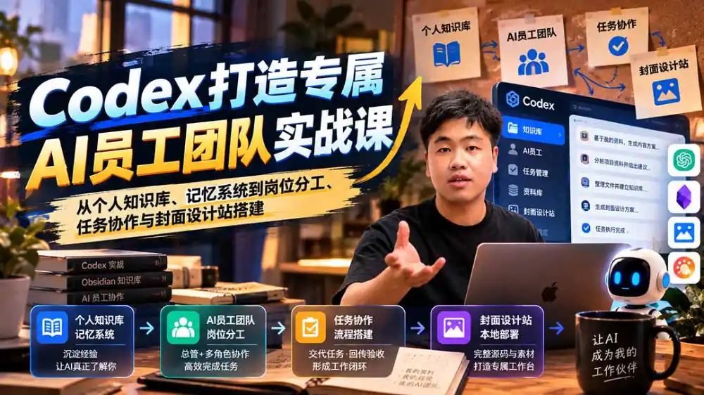 【无水印】Codex打造专属AI员工团队实战课:从个人知识库、记忆系统到岗位分工、任务协作与封面设计站搭建-小行网创