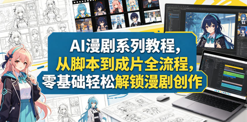 AI漫剧系列教程,从脚本到成片全流程,零基础轻松解锁漫剧创作-小行网创