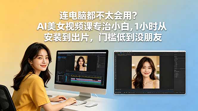 连电脑都不太会用?AI美女视频课专治小白,1小时从安装到出片,门槛低到没朋友-小行网创