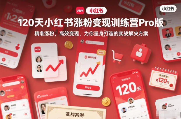 120天小红书涨粉变现训练营Pro版,精准涨粉,高效变现,为你量身打造的实战解决方案-小行网创