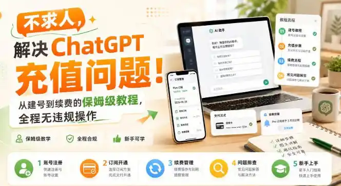 不求人,解决ChatGPT充值问题!从建号到续费的保姆级教程,全程无违规操作